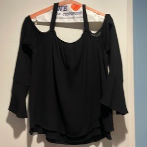 Sanctuary Cold Shoulder crepe material blouse with bell sleeve